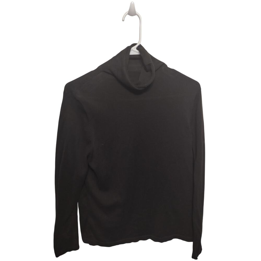 Beyond Threads 100 Percent Pima Cotton Turtleneck Top Black Lightweight Timeless